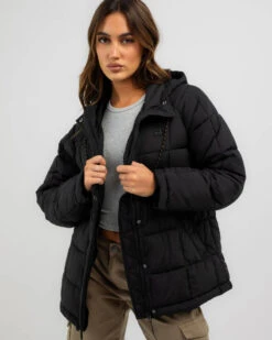 Fashion Women 40 Billabong Adventure Division Venture On Hooded Puffer Jacket