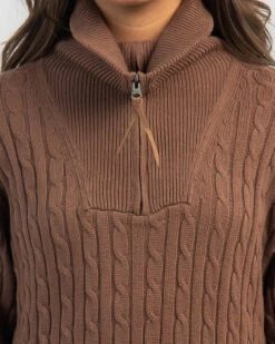 HURLEY Cable Quarter Zip Knit -Fashion Women 20355713 01 RT XL