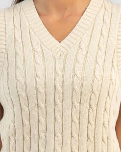 On Campus Cable Knit Vest 7 On Campus Cable Knit Vest -Fashion Women 20356471 01 RT XL