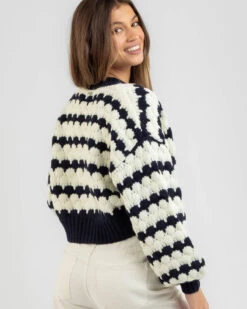 Top Of The Class Stripe Knit Cardigan 6 Top Of The Class Stripe Knit Cardigan -Fashion Women 20356959 01 LT XL