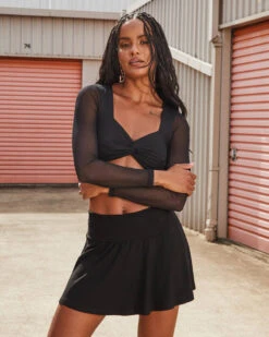 James Mesh Long Sleeve Crop Top