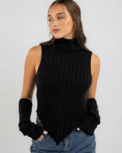 Jagger High Neck Knit Sleeve Set -Fashion Women 20367414 02 LT XL