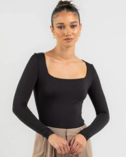 Basic Square Neck Long Sleeve Bodysuit